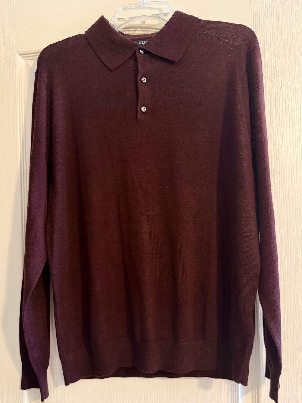 J. Crew Long-Sleeve Polo Sweater in Burgundy